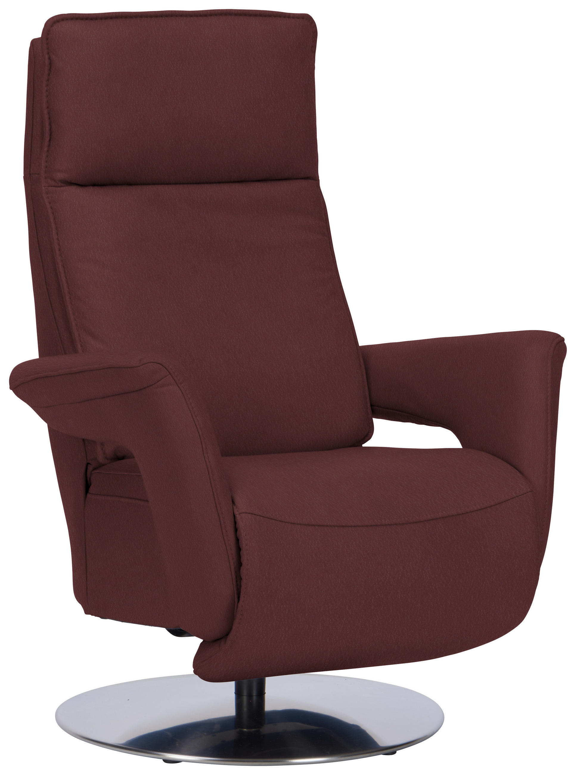 RELAXSESSEL in Leder Beere  - Edelstahlfarben/Beere, Design, Leder/Metall (83/112/87-174cm) - Valdera