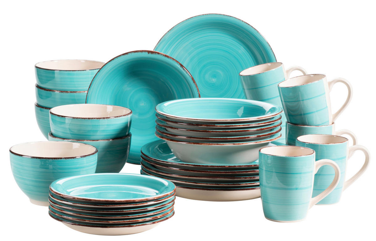KOMBISERVICE 30-teilig Lumaca  - Blau, Basics, Keramik (60/32/32cm) - Mäser