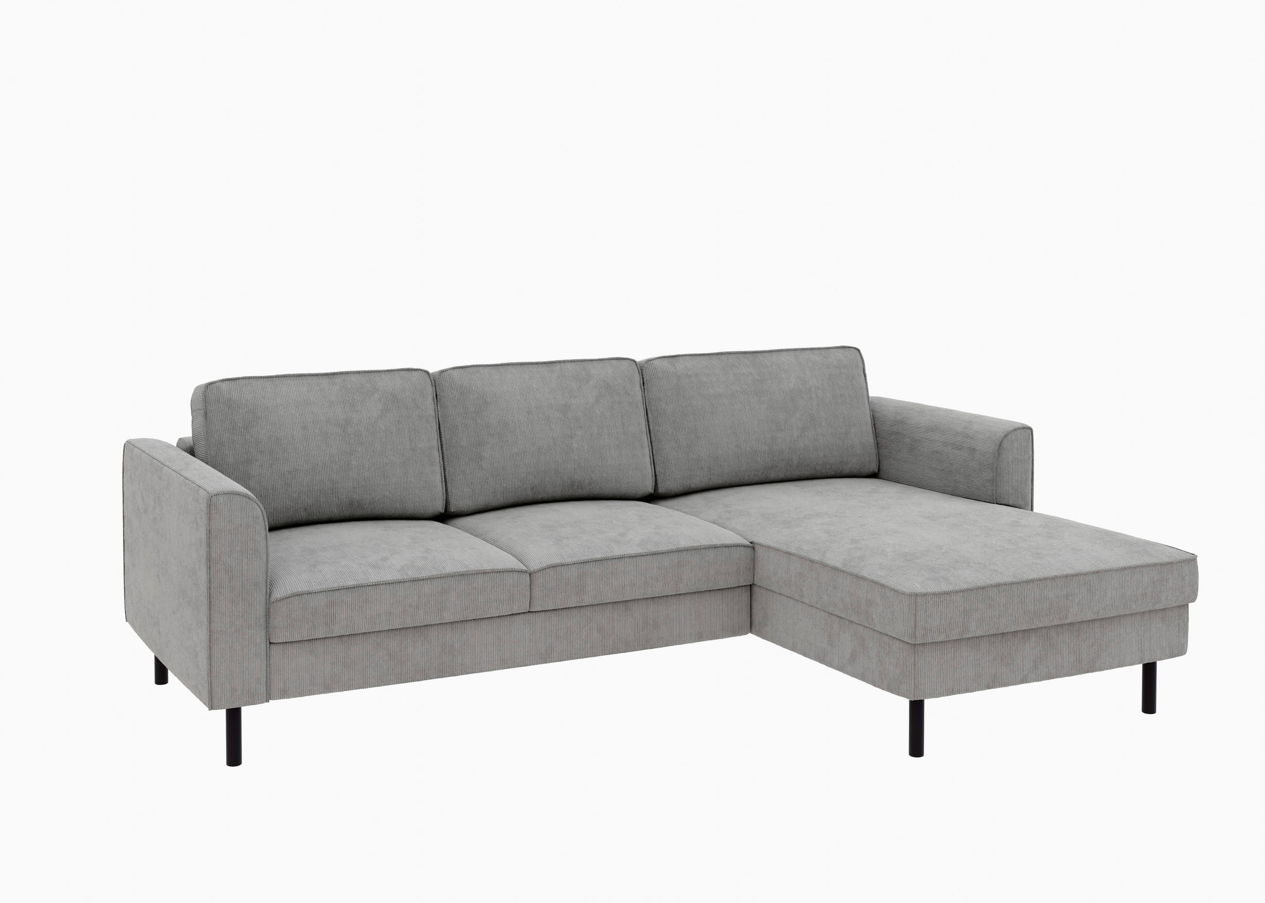 ECKSOFA  in Cord Dunkelgrau  232/161 cm  - Dunkelgrau/Schwarz, MODERN, Textil/Metall (232/161cm) - Trendmanufaktur