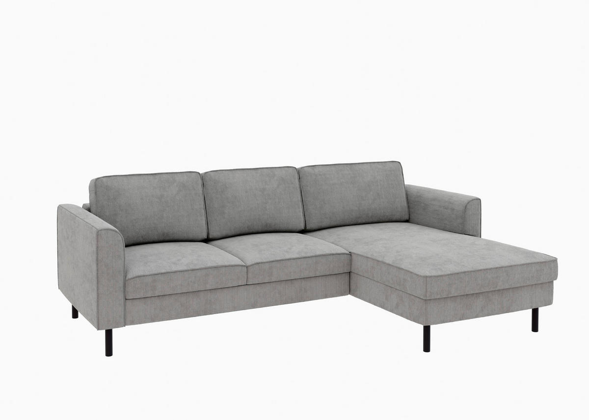 ECKSOFA  in Cord Dunkelgrau  232/161 cm  - Dunkelgrau/Schwarz, MODERN, Textil/Metall (232/161cm) - Trendmanufaktur