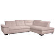 ECKSOFA in Cord Hellrosa  - Hellrosa/Schwarz, Design, Textil/Metall (313/242cm) - Xora