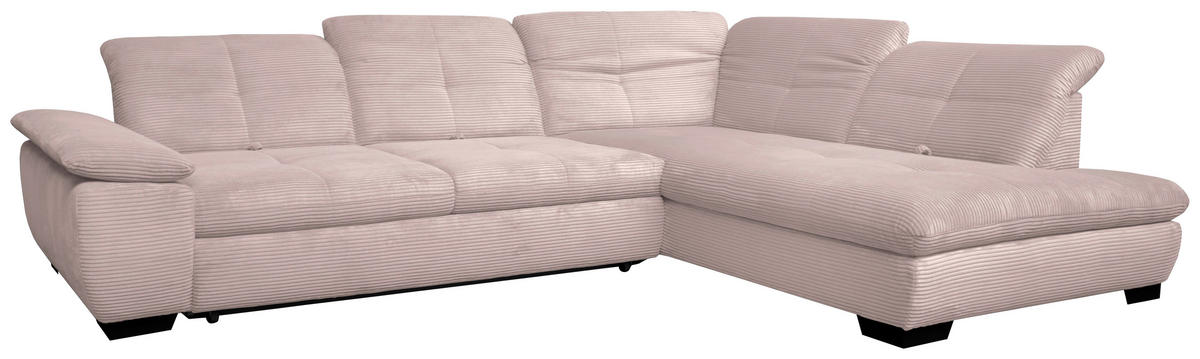 ECKSOFA in Cord Hellrosa  - Hellrosa/Schwarz, Design, Textil/Metall (313/242cm) - Xora