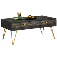 MĂSUȚĂ DE CAFEA lemn 115/60/48 cm   - auriu/negru, Trend, metal/lemn (115/60/48cm) - Carryhome