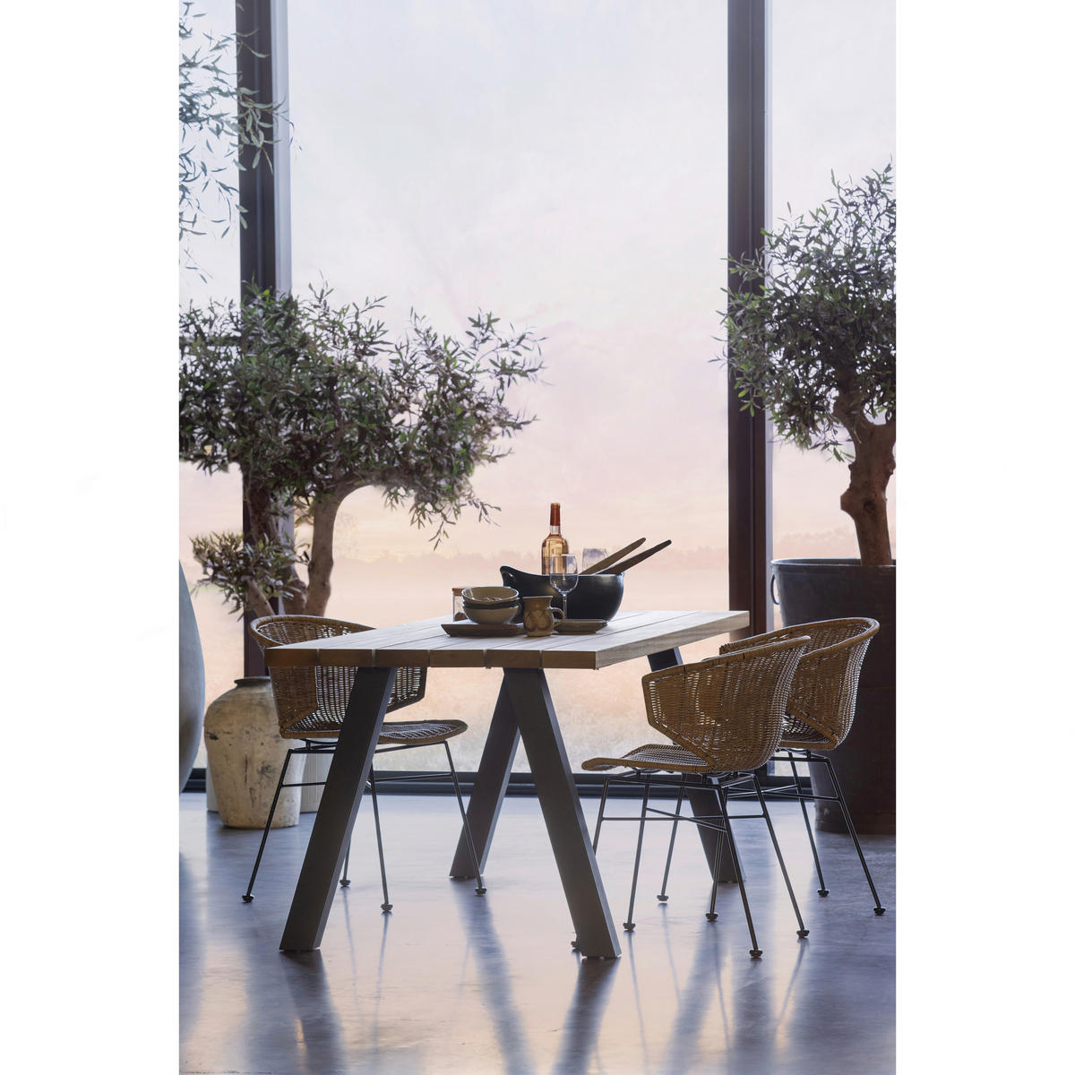 GARTENTISCH 210/81/75 cm Holz, Metall rechteckig  - Schwarz/Naturfarben, MODERN, Holz/Metall (210/81/75cm) - Livetastic