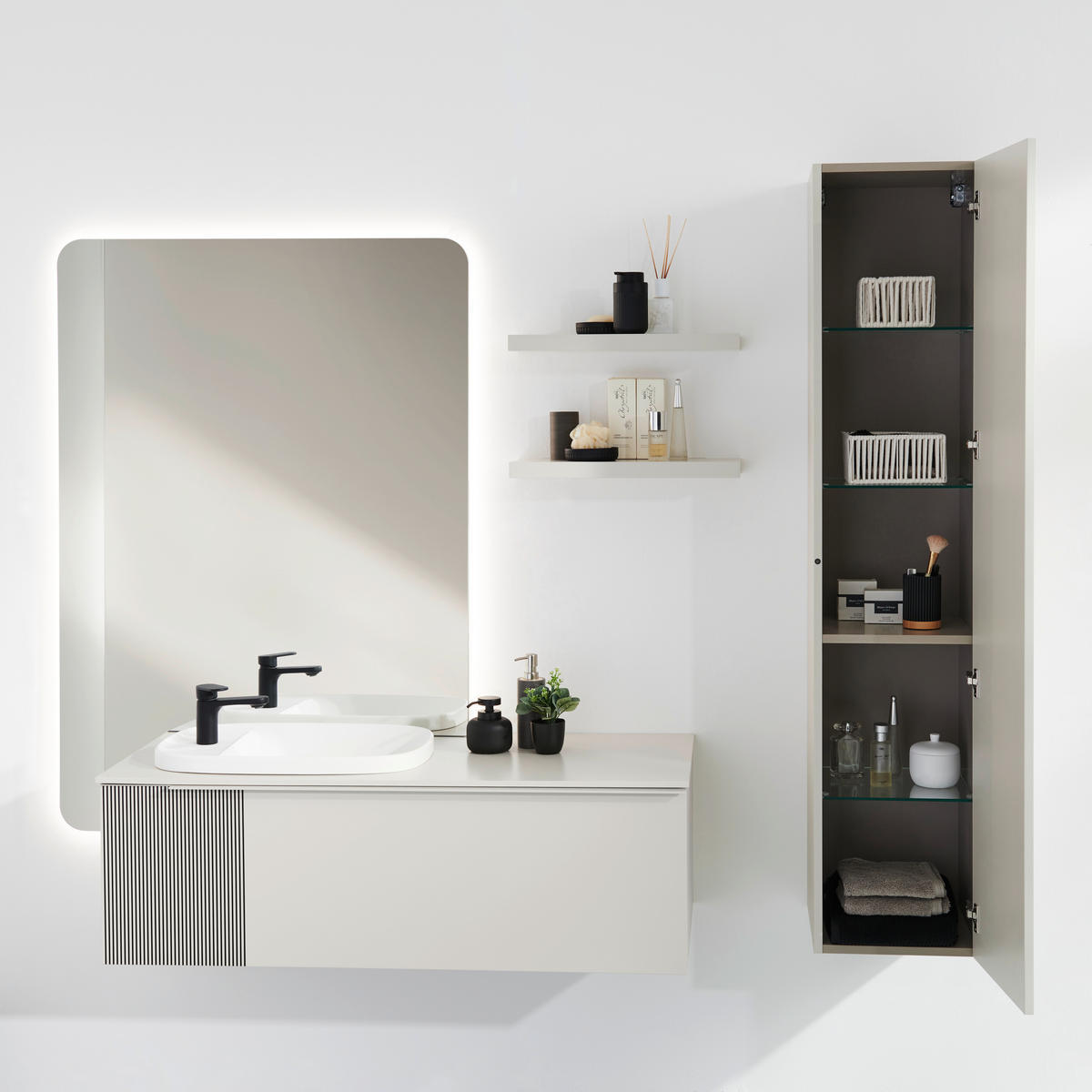 HOCHSCHRANK 35/162,5/37 cm  - Naturfarben, Design, Glas/Holzwerkstoff (35/162,5/37cm) - Dieter Knoll