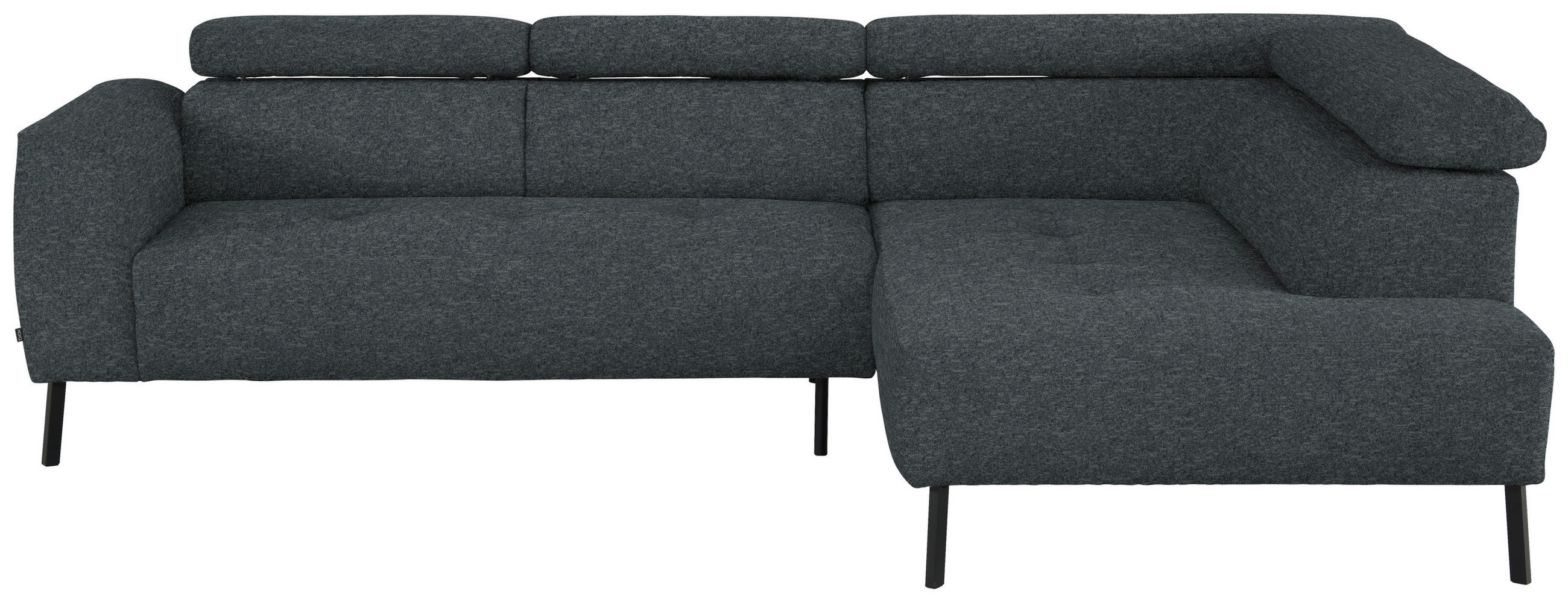 ECKSOFA in Chenille Grau  280/205 cm  - Schwarz/Grau, Design, Textil/Metall (280/205cm) - Xora