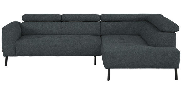 ECKSOFA in Chenille Grau 280/205 cm - Schwarz/Grau, Design, Textil/Metall (280/205cm) - Xora