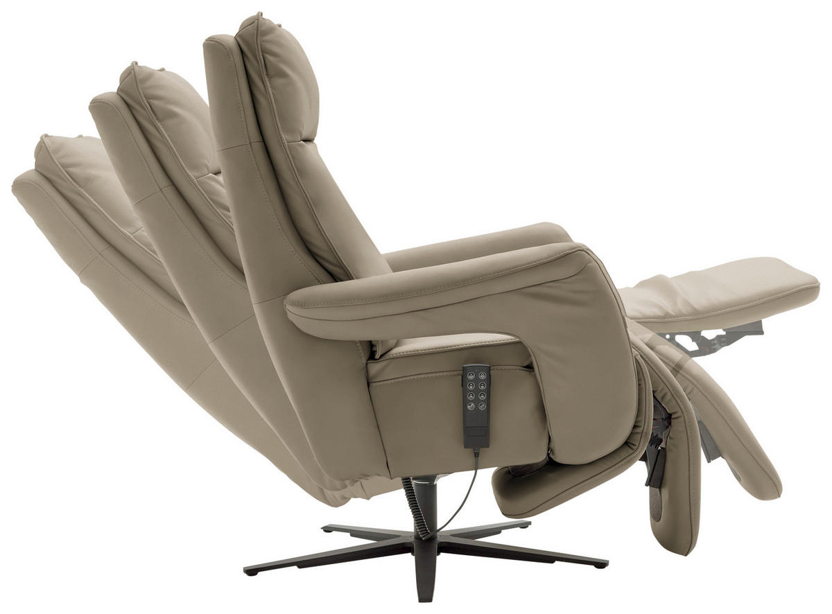 RELAXSESSEL in Leder Hellbraun  - Hellbraun/Schwarz, Design, Leder/Metall (83/116/87cm) - Valdera