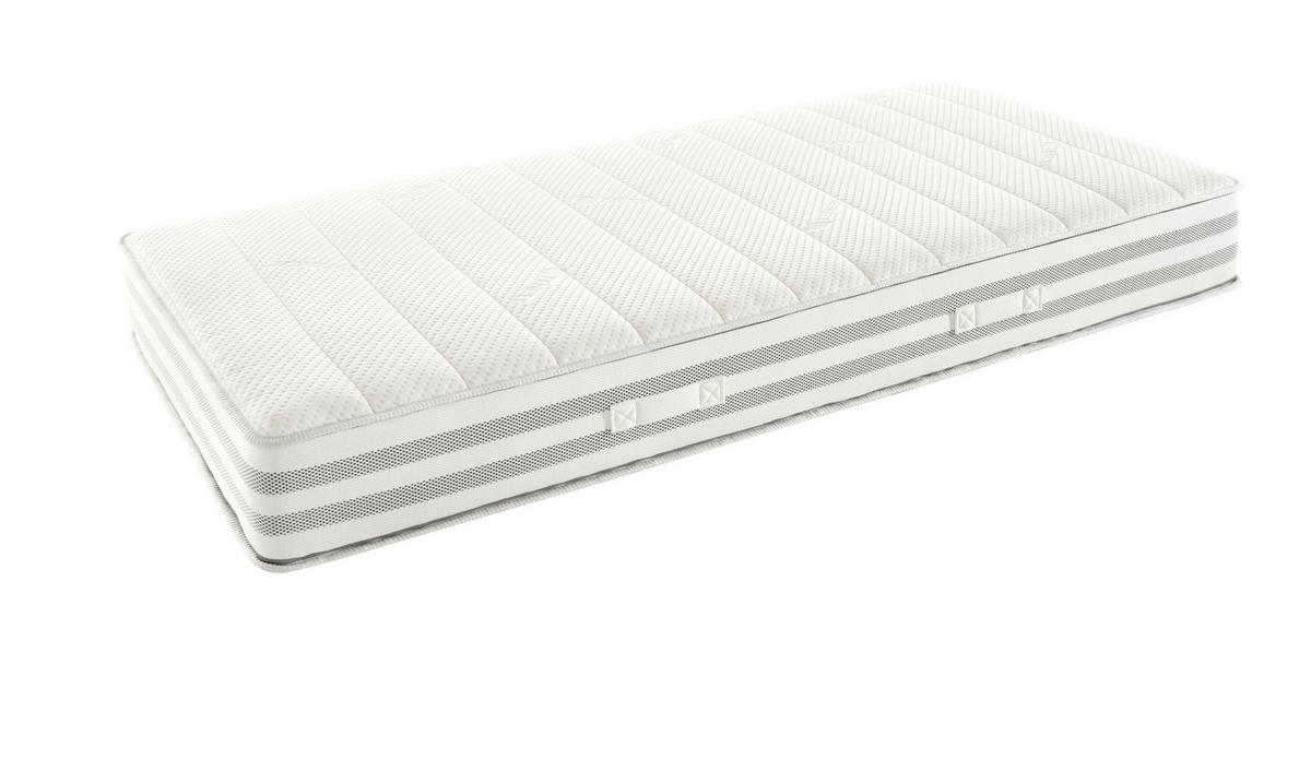 TASCHENFEDERKERNMATRATZE 90/200 cm Höhe ca. 26 cm  H2 = mittel  - Weiss, Basics, Textil (90/200cm) - Robusta