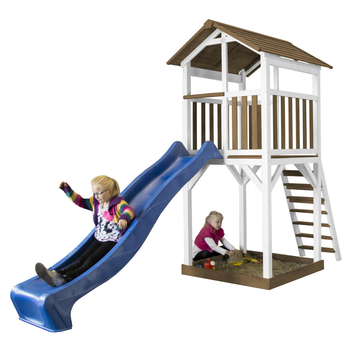 VEŽA NA HRANIE - hnedá/modrá, Basics, drevo (111,20/241,90/349cm) - Ambia Garden