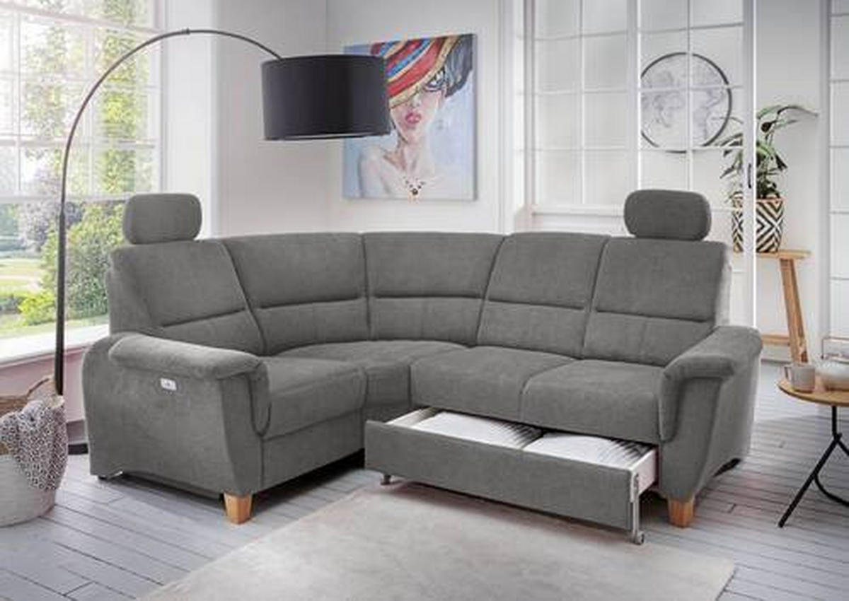ECKSOFA in Struktur Dunkelgrau  - Wildeiche/Dunkelgrau, Konventionell, Holz/Textil (186/237cm) - Livetastic