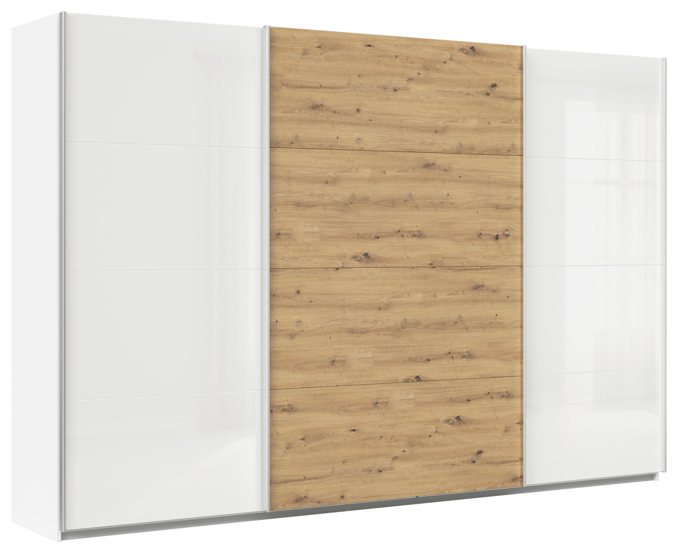 Schwebetürenschrank B: 315cm Feldkirch Weiß/Eiche Dekor