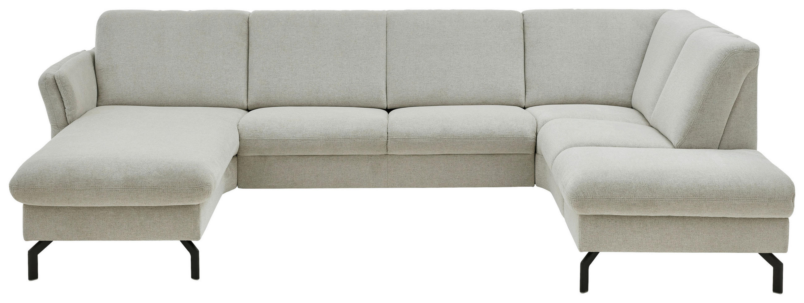 WOHNLANDSCHAFT Flachgewebe Ecru  - Ecru/Schwarz, Konventionell, Textil/Metall (170/307/190cm) - Beldomo Comfort