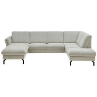 WOHNLANDSCHAFT Flachgewebe Ecru  - Ecru/Schwarz, Konventionell, Textil/Metall (170/307/190cm) - Beldomo Comfort