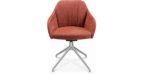 ARMLEHNSTUHL in Aluminium Velours - Rot/Alufarben, Design, Textil/Metall (58/81,5-84,5/60cm) - Johann Jakob