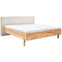 BETT 180/200 cm,  in Creme, Wildeiche,  - Wildeiche/Creme, Natur, Holz/Textil (180/200cm) - Linea Natura
