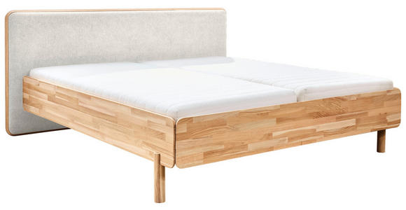 BETT 180/200 cm,  in Creme, Wildeiche,  - Wildeiche/Creme, Natur, Holz/Textil (180/200cm) - Linea Natura