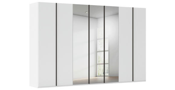 DREHTÜRENSCHRANK 350/235/61 cm,  in Weiß, 7-türig  - Graphitfarben/Weiß, Basics, Glas/Holzwerkstoff (350/235/61cm) - Novel