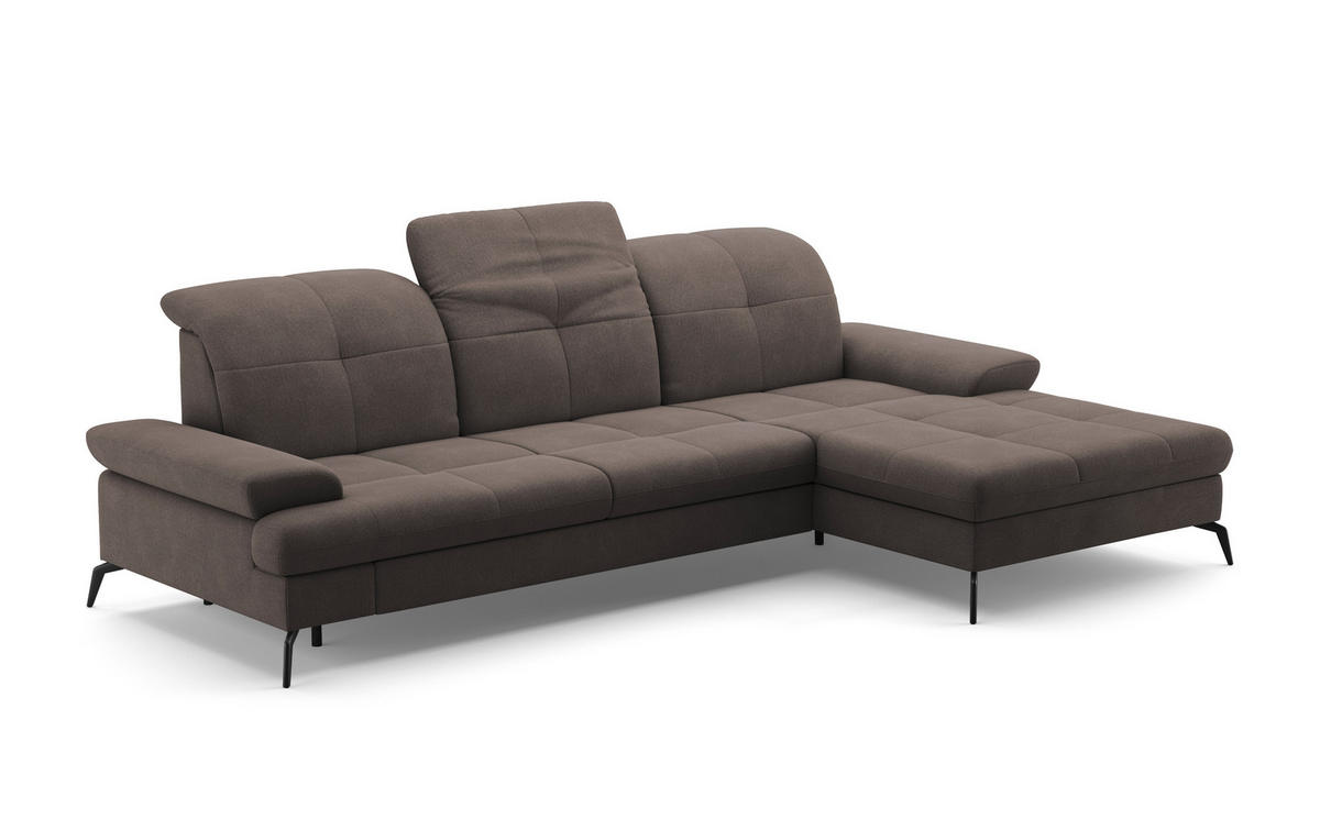 ECKSOFA in Flachgewebe Graphitfarben  - Schwarz/Graphitfarben, Konventionell, Textil/Metall (279/185cm) - Sit & More