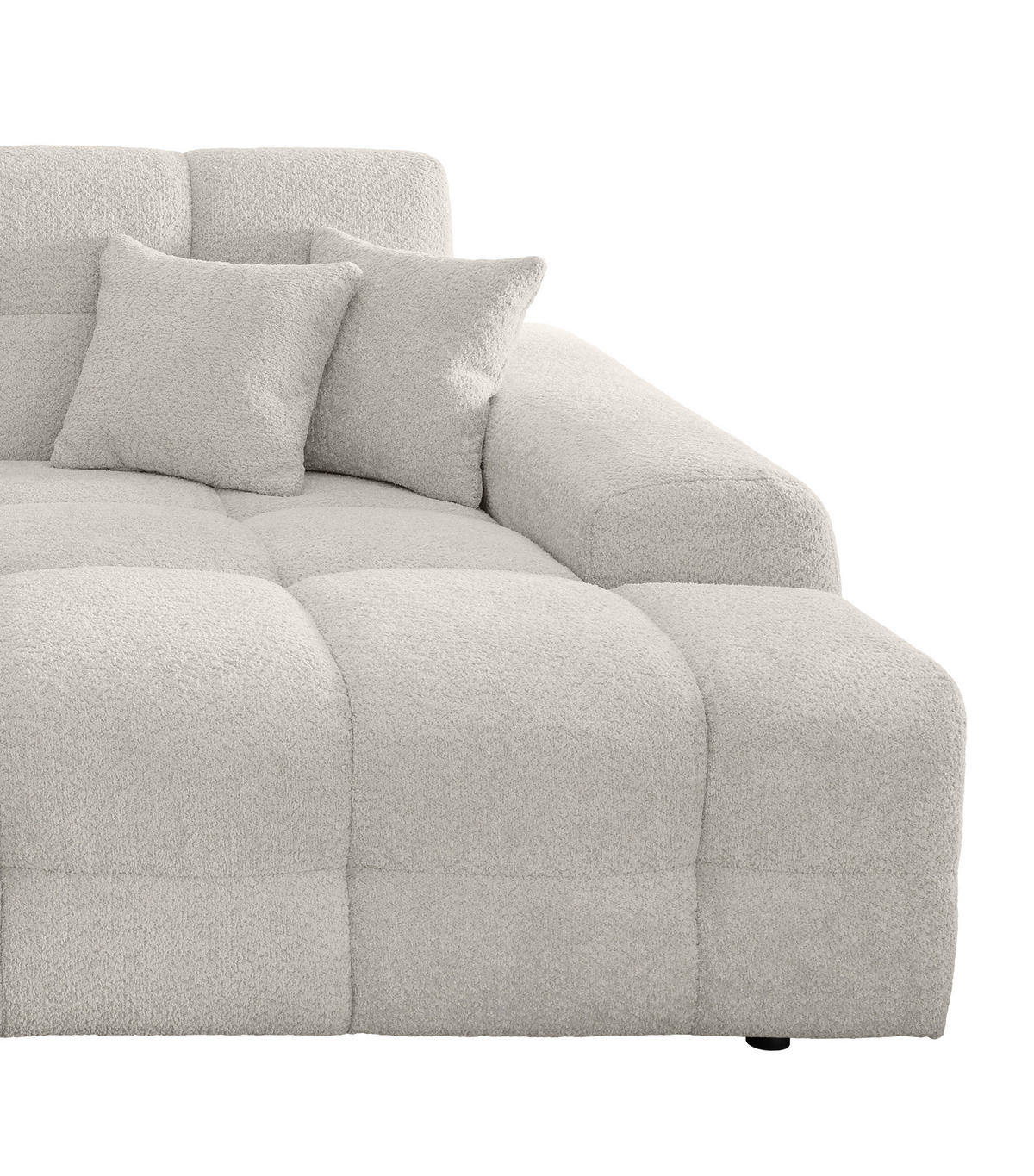 BIGSOFA in Bouclé Weiß  - Schwarz/Weiß, MODERN, Kunststoff/Textil (304/87/155cm) - Livetastic