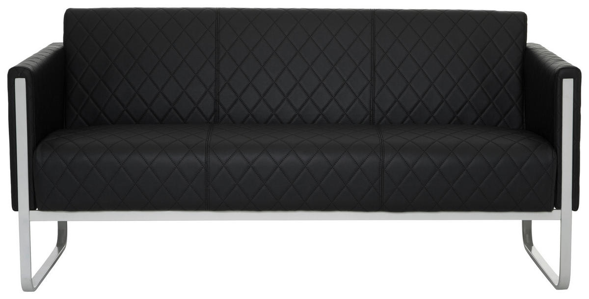 3-SITZER-SOFA Lederlook Schwarz, Hellgrau  - Hellgrau/Schwarz, MODERN, Textil/Metall (159/78/71cm) - MID.YOU