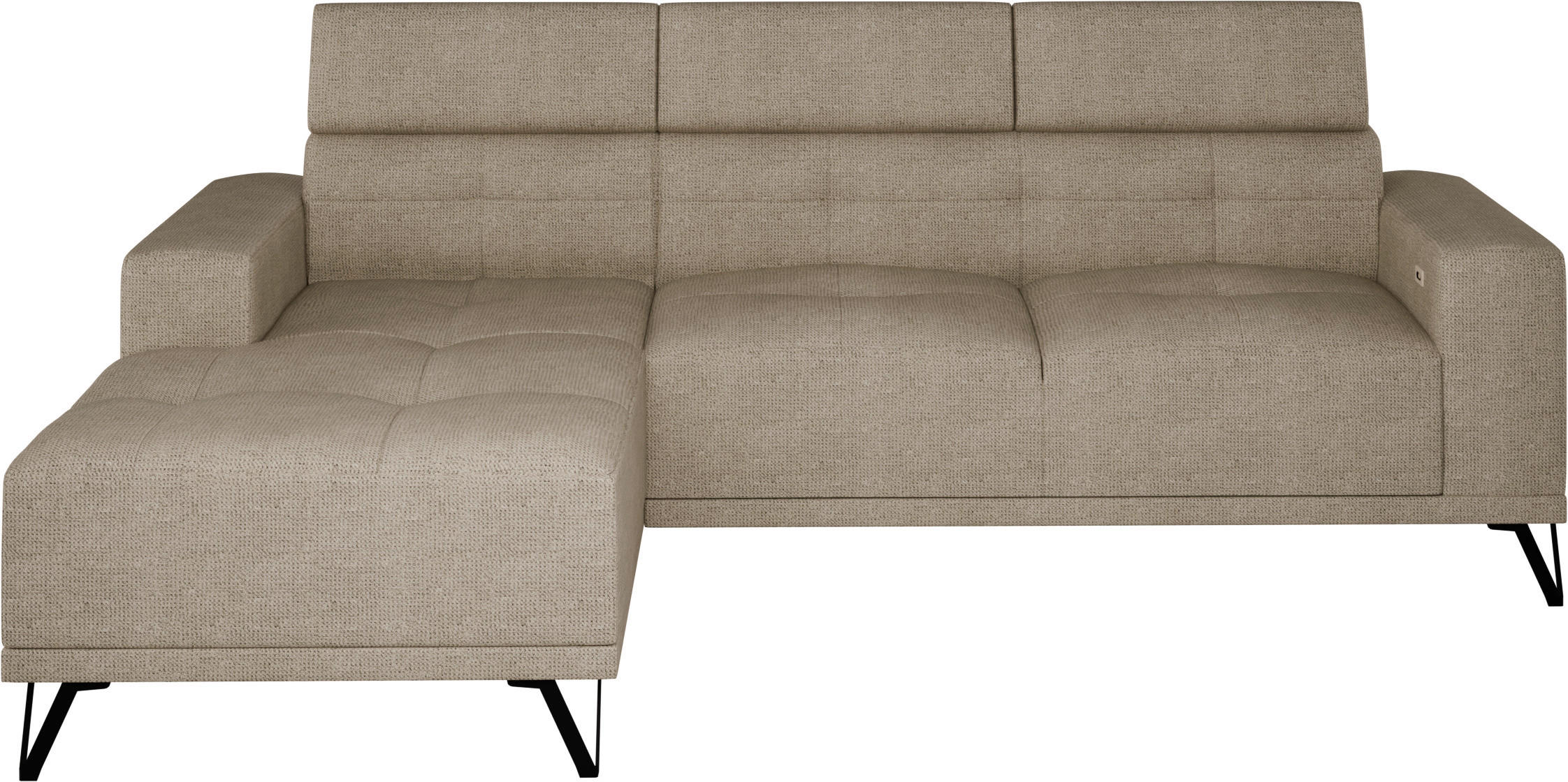 ECKSOFA Beige Chenille  - Beige/Schwarz, KONVENTIONELL, Textil/Metall (178/264cm) - Hom`in