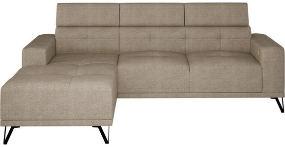 ECKSOFA Beige Chenille - Beige/Schwarz, KONVENTIONELL, Textil/Metall (178/264cm) - Hom`in