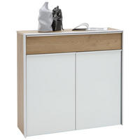 SCHUHSCHRANK Eiche Weiß, Eichefarben, Alufarben  - Eichefarben/Alufarben, Design, Glas/Holzwerkstoff (102/98/33,5cm) - Dieter Knoll