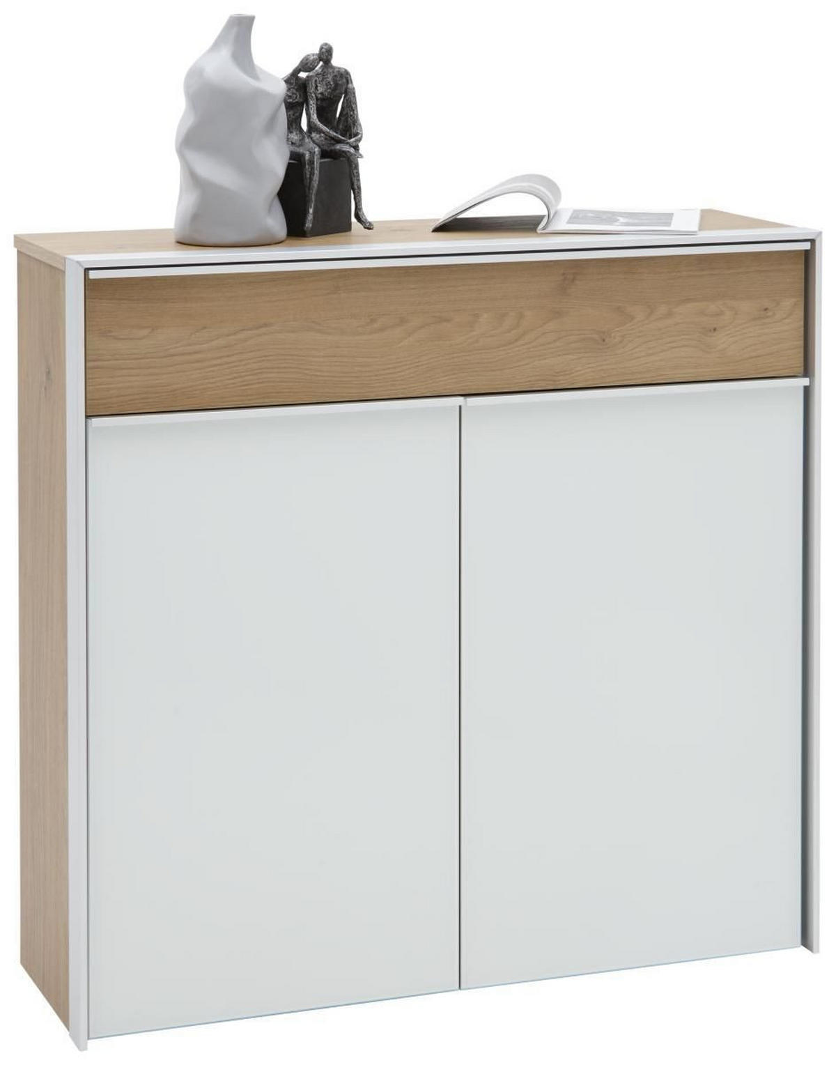 SCHUHSCHRANK Eiche Weiß, Eichefarben, Alufarben  - Eichefarben/Alufarben, Design, Glas/Holzwerkstoff (102/98/33,5cm) - Dieter Knoll