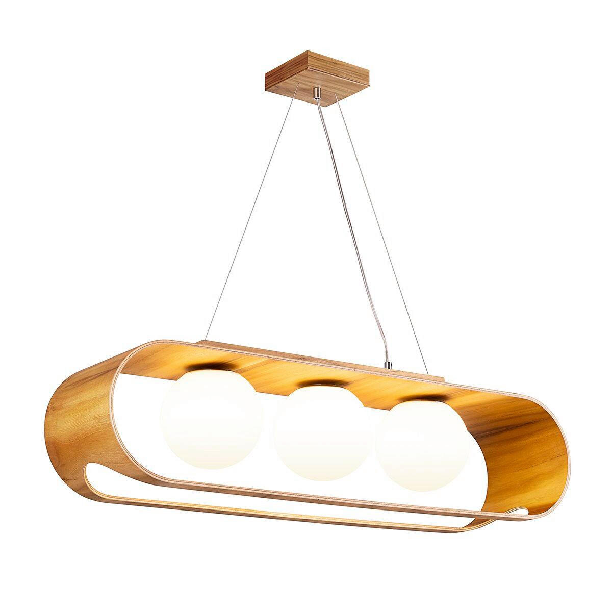 HÄNGELEUCHTE Accord Lighting 20/52,9/20 cm  - Teakfarben, Natur, Glas/Holz (20/52,9/20cm) - Elstead Lighting