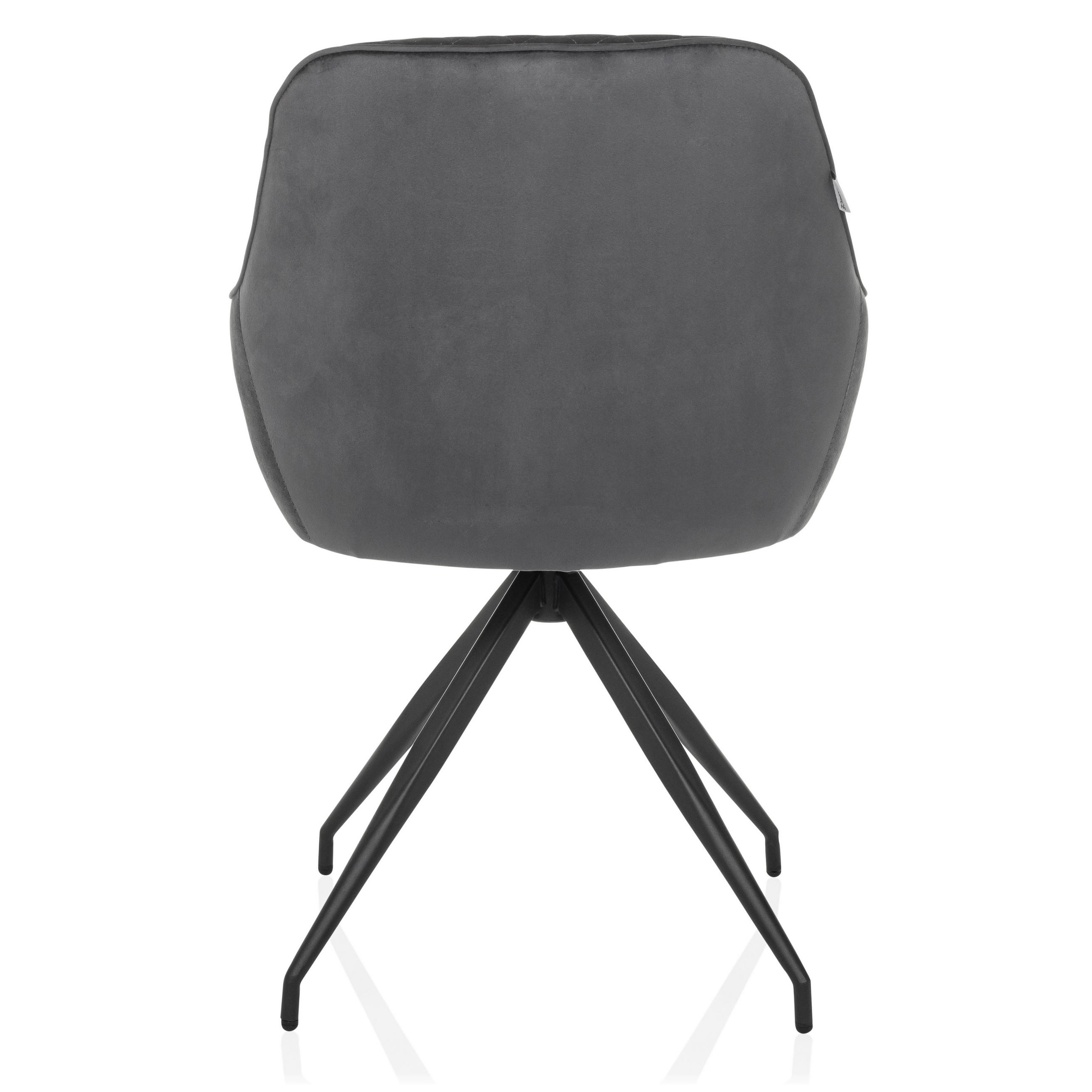 ARMLEHNSTUHL  gepolsterte Armlehnen   - Schwarz/Grau, MODERN, Textil/Metall (58/87/57cm) - MID.YOU