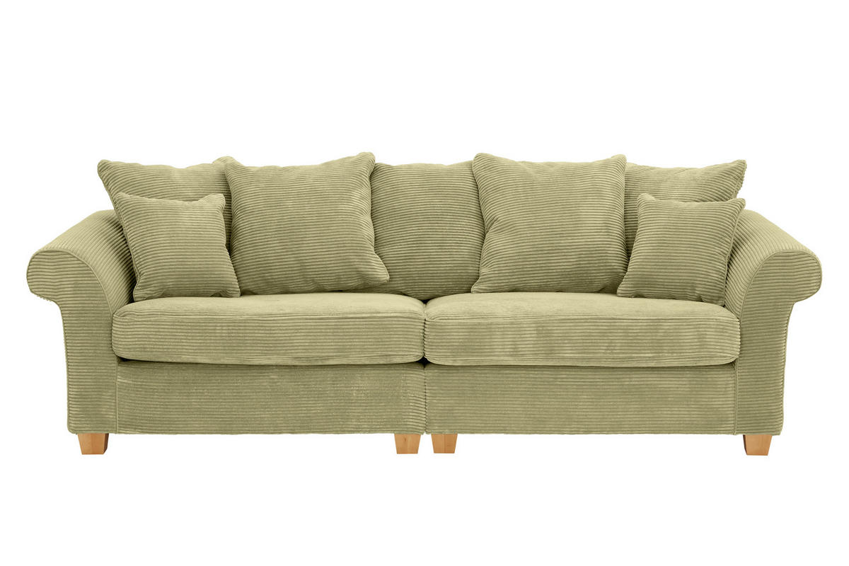 BIG SOFFA i manchester ljusgrön  - ljusgrön/ekfärgad, Lifestyle, trä/textil (264/70/111cm) - Livetastic