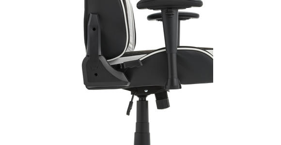 GAMINGSTUHL in Lederlook, Mikrofaser Schwarz, Weiß - Schwarz/Weiß, Design, Kunststoff/Textil (72/128-138/72cm) - Xora