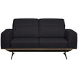 3-SITZER-SOFA in Leder Dunkelbraun  - Dunkelbraun/Schwarz, Design, Leder/Holz (205/76-97/102cm) - Novel
