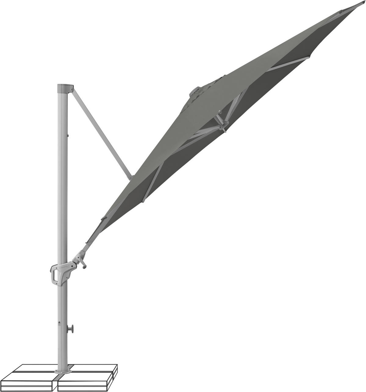 AMPELSCHIRM 300 cm  - Silberfarben/Grau, KONVENTIONELL, Textil/Metall (300/300cm) - Suncomfort by Glatz