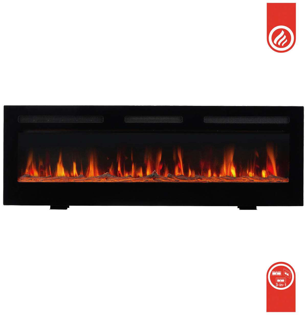 ELEKTROKAMIN - Schwarz, Basics, Glas/Metall (91,4/46,6/11,39cm)