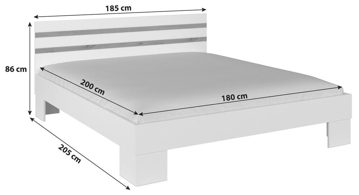 BETT 180/200 cm  in Weiß, Eiche Artisan  - Eiche Artisan/Weiß, KONVENTIONELL (180/200cm)