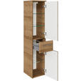 MIDISCHRANK 30/142/33 cm  - Chromfarben/Eichefarben, KONVENTIONELL, Glas/Holzwerkstoff (30/142/33cm) - Xora