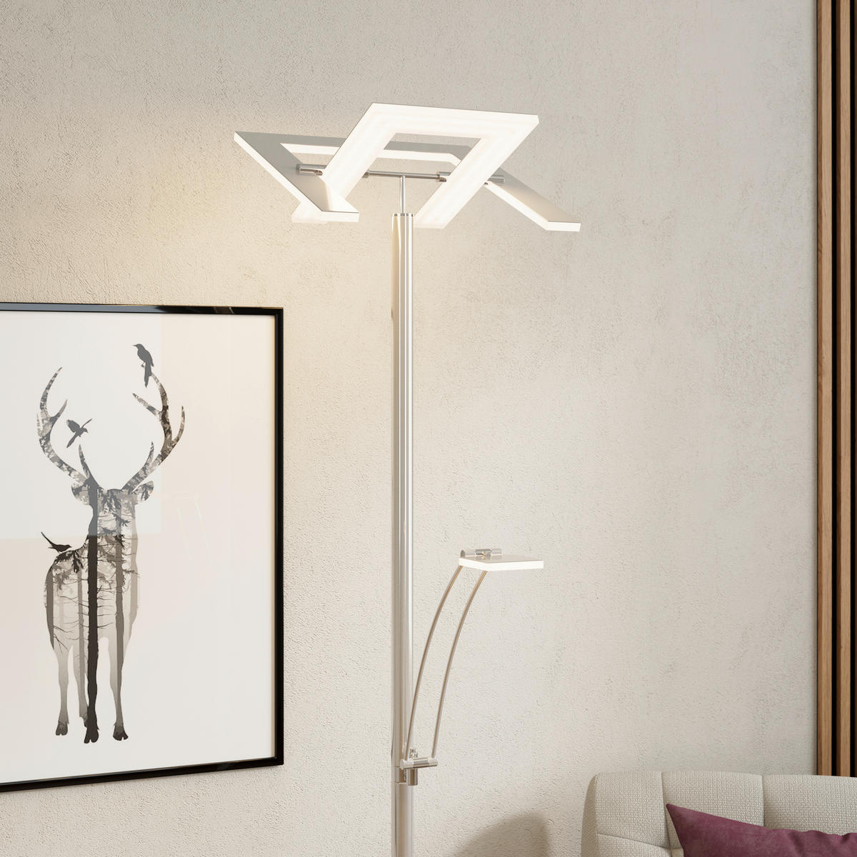 LED-DECKENFLUTER Niko 35/180 cm  - Nickelfarben, KONVENTIONELL, Kunststoff/Metall (35/180cm) - Dieter Knoll