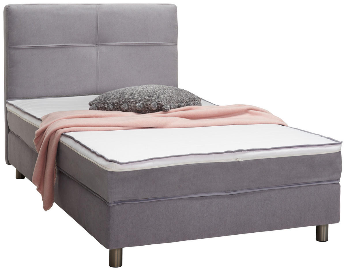 BOXSPRINGBETT 120/200 cm in Hellgrau von STYLIFE