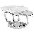 COUCHTISCH Klarglas 87-145/73/45 cm rund Creme, Silberfarben, Transparent  - Chromfarben/Transparent, Design, Glas/Keramik (87-145/73/45cm) - Dieter Knoll