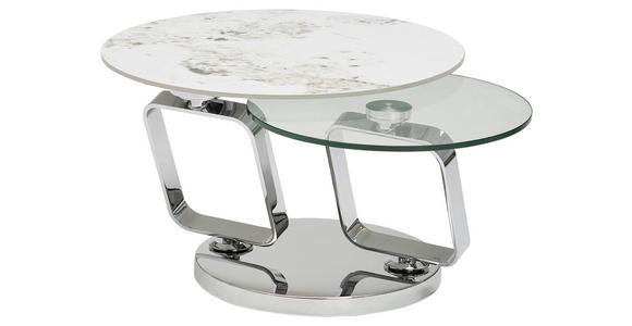 COUCHTISCH Klarglas 87-145/73/45 cm rund Creme, Silberfarben, Transparent  - Chromfarben/Transparent, Design, Glas/Keramik (87-145/73/45cm) - Dieter Knoll
