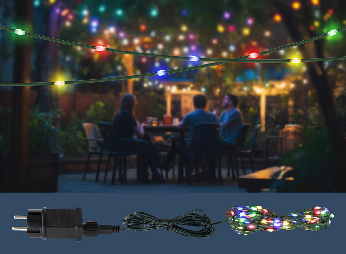 SVETLOBNA GIRLANDA   //// - črna/temno zelena, Basics, umetna masa (2290cm) - Globo