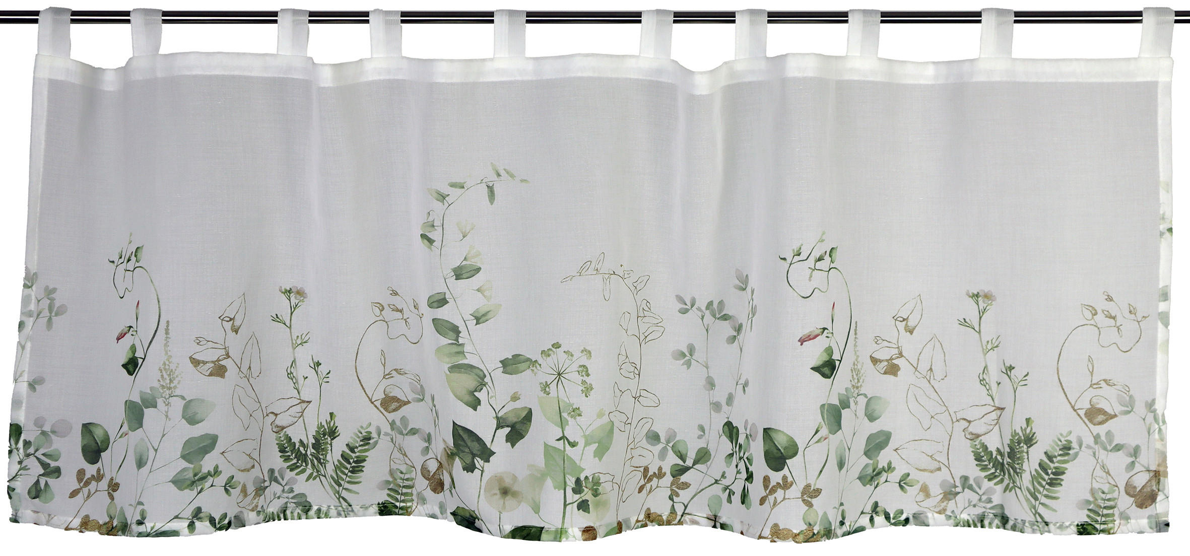 KURZGARDINE   140/50 cm   - Weiß/Grün, Natur, Textil (140/50cm)