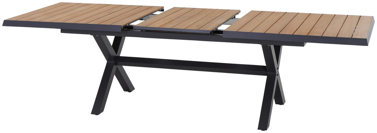 GARTENTISCH 160-200/90/77 cm Metall rechteckig  - Anthrazit/Teakfarben, Basics, Holz/Metall (160-200/90/77cm) - Siena Garden
