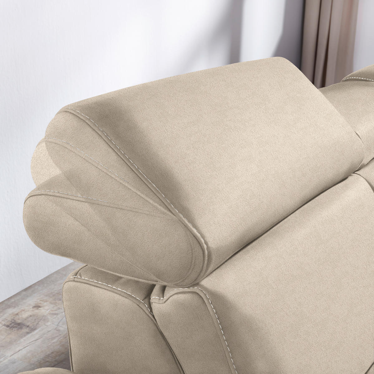 ECKSOFA in Flachgewebe, Mikrofaser Beige  271/239 cm  - Beige/Alufarben, Design, Textil/Metall (271/239cm) - Cantus