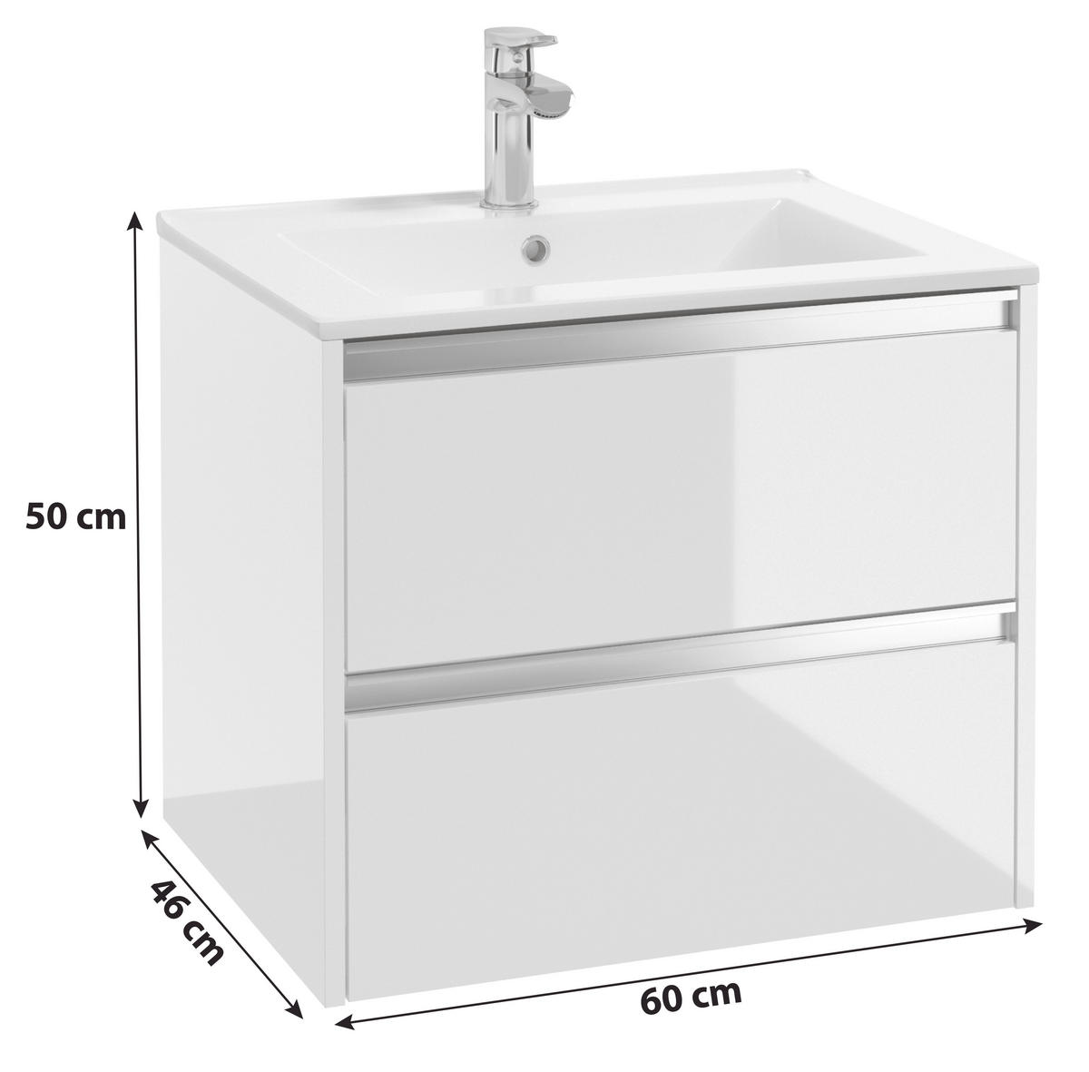 WASCHTISCHKOMBI 60 cm  - Alufarben/Weiß, Basics, Keramik/Holzwerkstoff (60cm) - MID.YOU