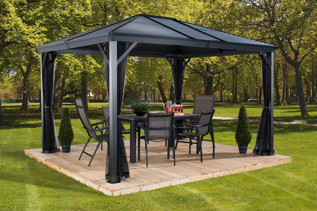 PAVILLON 296/261/423 cm Aluminium  - Anthrazit, Basics, Metall (296/261/423cm) - Ambia Garden