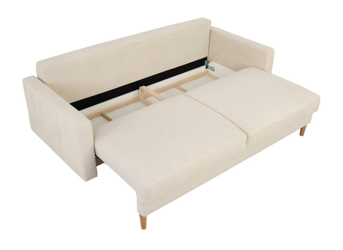SCHLAFSOFA in Beige  - Beige/Buchefarben, Design, Holz/Textil (222/93/99cm) - MID.YOU