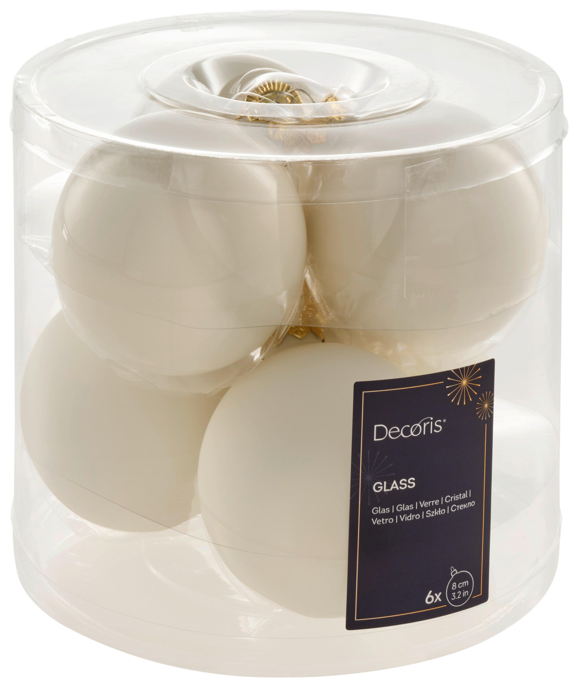 CHRISTBAUMKUGEL-SET 8 cm  - Weiß, KONVENTIONELL, Glas (8cm)